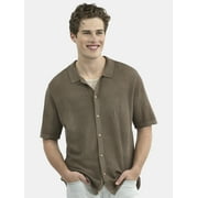 No Boundaries Palms and Mesh Stitch Cotton Button Front Sweater, Men's and Big Men's